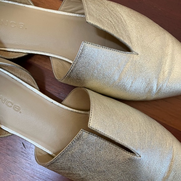 Vince Gold Leather Pointed D’orsay Flats - Picture 10 of 13
